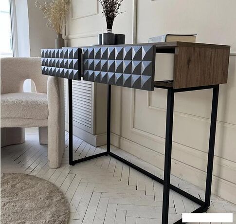 Консольный стол Shtabe Simple 7011 эко (графит/дуб веллингтон/черный)