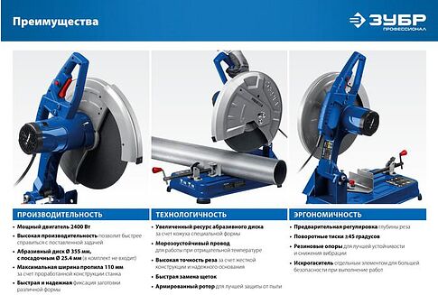 Монтажная (отрезная) пила Зубр Профессионал ПО-355