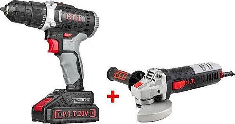 P.I.T. PSR18-D5 + PWS125-C6 (шуруповерт, болгарка, 2 АКБ, кейс)