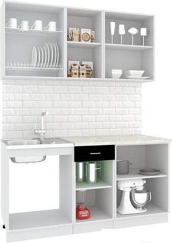 Готовая кухня Кортекс-мебель Корнелия Экстра 1.6м (белый/береза/мадрид)