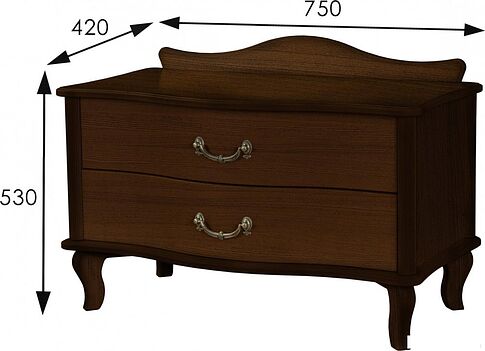 Тумба Мебелик Джульетта широкая 2 ящика (орех)