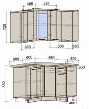 Готовая кухня Интерлиния Мила 12x12 (бетон лайт-антрацит-опал светлый)