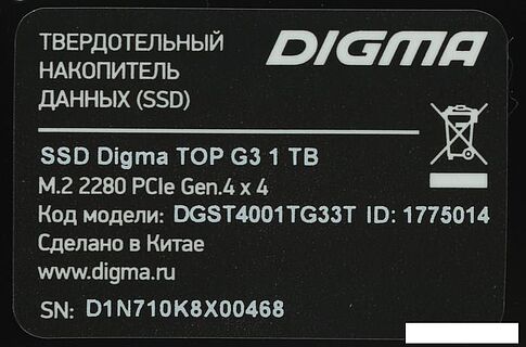 SSD Digma Top G3 1TB DGST4001TG33T