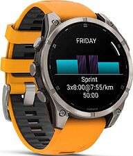Умные часы Garmin Fenix 8 Sapphire, Titanium 47мм (светло-серый, оранжевый силиконовый ремешок) Умные часы Garmin Fenix 8 Sapphire, Titanium 47мм (светло-серый, оранжевый силиконовый ремешок)