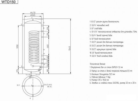 Бойлер косвенного нагрева Viena WTD 150