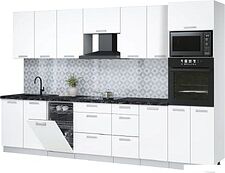 Готовая кухня Интерлиния Мила Лайт 3.25-ПМ3 (белый платинум/белый платинум/кастилло темный)