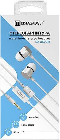 Наушники с микрофоном MediaGadget DA-X500M (белый)