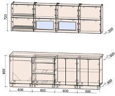 Кухонный модуль Интерлиния Мила Матте 2.4 А (белый/керамика/опал светлый)