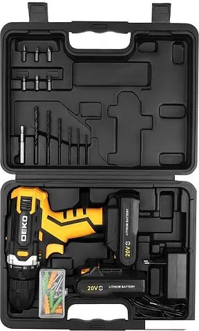 Дрель-шуруповерт Deko Banger 20V ONE + Set 63 083-1043 (с 2-мя АКБ, кейс)