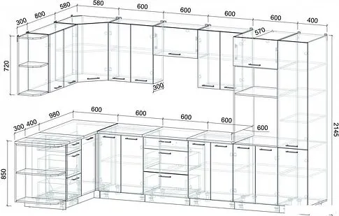 Готовая кухня Интерлиния Мила Лайт 1.68x3.4 левая (белый платинум/бетон/бискайская сосна)