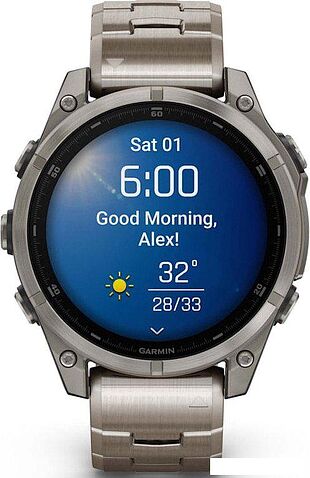 Умные часы Garmin Fenix 8 Sapphire, Titanium 47мм (светло-серый, титановый ремешок)