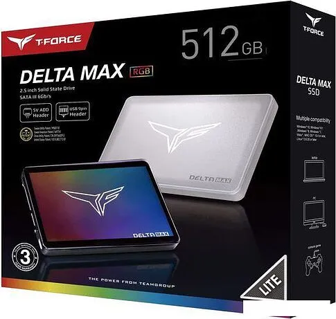 SSD Team T-Force Delta Max RGB Lite 512GB T253TM512G0C325