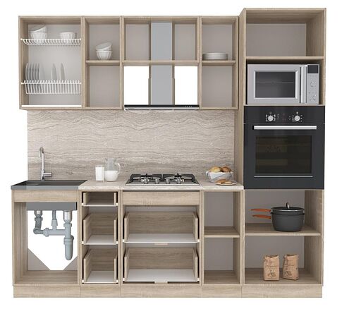 Готовая кухня Интерлиния Мила 2.3 ВТ (серебристый/антрацит/малага)