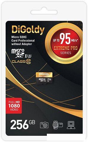 Карта памяти DiGoldy Extreme Pro microSDXC 256GB DG256GCSDXC10UHS-1-ElU3 W