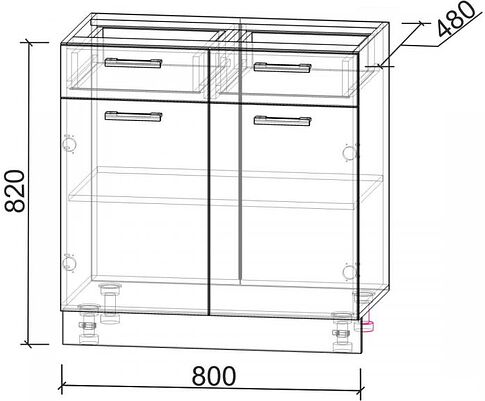 Шкаф напольный Интерлиния Компо НШ80рш2 (белый платинум)