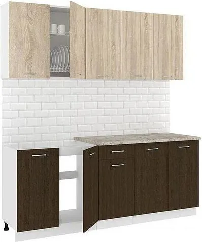 Готовая кухня Кортекс-мебель Корнелия Лира-лайт 2.0м (дуб сонома/венге/марсель)