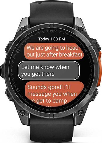 Умные часы Garmin Fenix 8 47мм (серый, черный силиконовый ремешок)