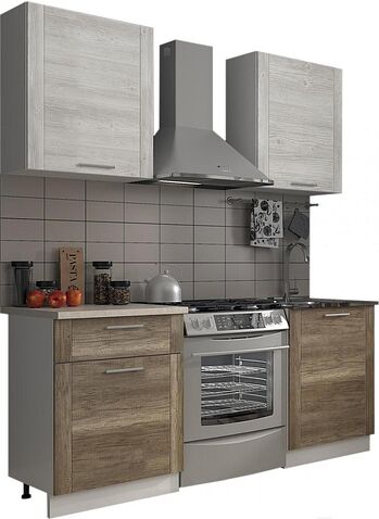 Готовая кухня ЭлиГард Виктория рамка 1.2 (сосна каньон/дуб каньон/мрамор светлый)