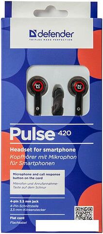 Наушники с микрофоном Defender Pulse 420 (черный/красный) [63424]