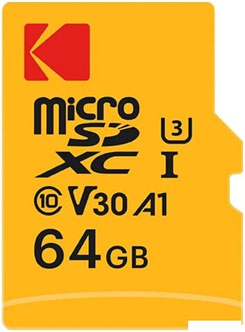 Карта памяти Kodak Ultra Performance microSDXC 64GB EKMSDM64GXC10HPRK (с адаптером)