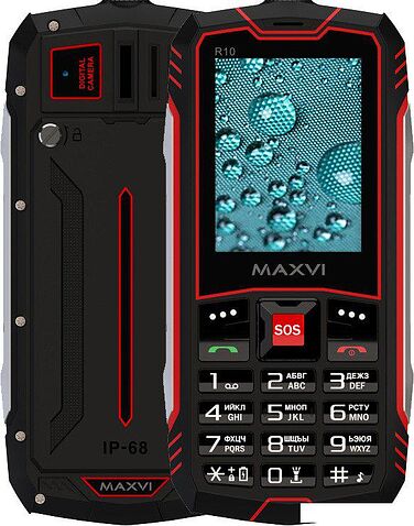 Кнопочный телефон Maxvi R10 (черный/красный)