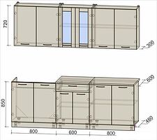 Готовая кухня Интерлиния Мила 22 (антрацит/серебро)