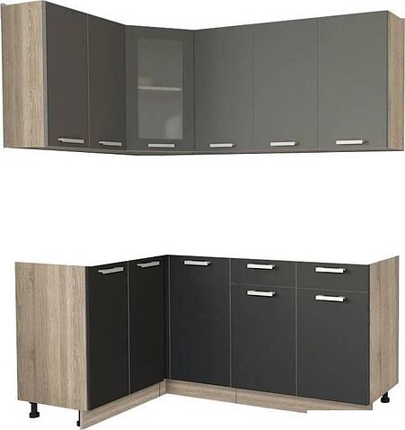 Готовая кухня Интерлиния Мила 12x18 без столешницы (серебристый/антрацит)