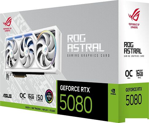 Видеокарта ASUS ROG Astral GeForce RTX 5080 16GB GDDR7 White OC Edition ROG-ASTRAL-RTX5080-O16G-WHITE