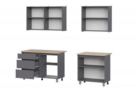 Готовая кухня Mio Tesoro Денвер 2.0м (графит серый/дуб сонома)