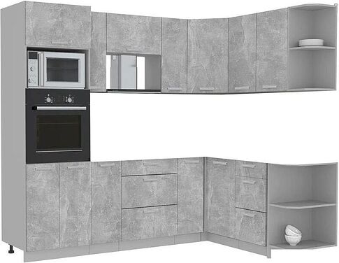 Готовая кухня Интерлиния Мила Лайт 1.68x2.4 правая без столешницы (бетон)