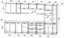 Готовая кухня Интерлиния Мила Лайт 3.8-ПМ3 (бетон/бетон/дуб бунратти)
