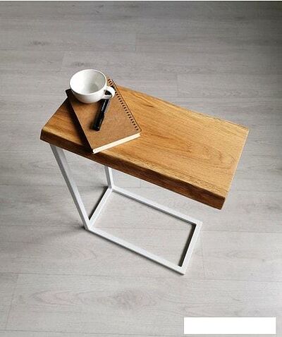 Приставной столик BestLoft 460-WHH (дуб натуральный с обзолом/белый)