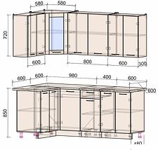 Готовая кухня Интерлиния Мила 12x20 (бетон-бетон-кастилло темный)