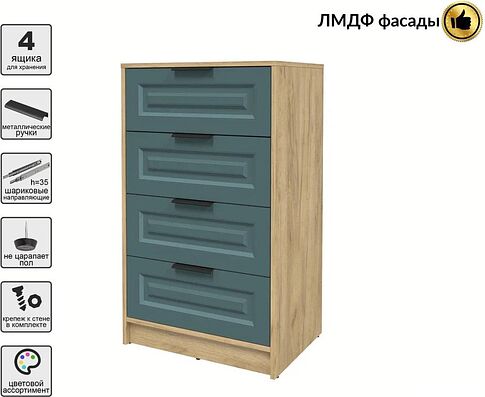 Комод Интерлиния Концепт КТ-К60 Деко (дуб золотой/верде)