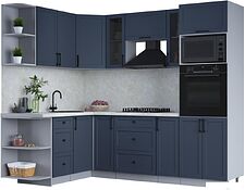 Готовая кухня Интерлиния Тренд 1.68x2.4 ВТ левая (индиго/индиго/опал светлый)