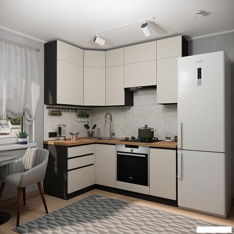 Готовая кухня ВерсоМебель Эко Премиум 1.2x2.0 левая (кашемир/ст. дуб вотан)