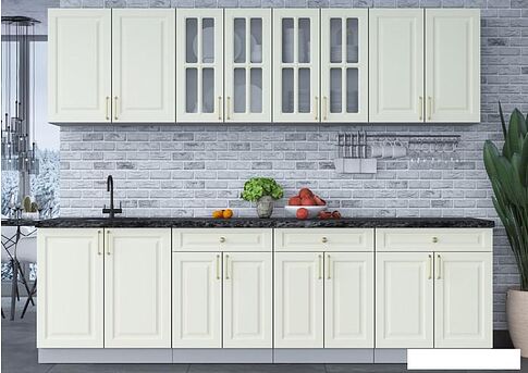 Готовая кухня Интерлиния Мила Шато 2.7А (белый/белый/кастилло темный)