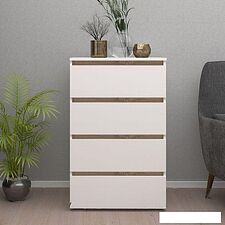 Комод Кортекс-мебель Бари 60 4ш (белый/белый/дуб сонома)