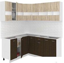 Угловая кухня Кортекс-мебель Корнелия Экстра 1.5x1.8 без столешницы (дуб сонома/венге)
