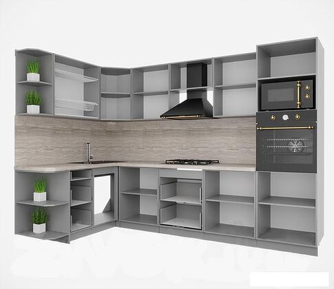 Готовая кухня Интерлиния Мила Деко 1.68x3.0 левая (белый-белый-кастилло темный)