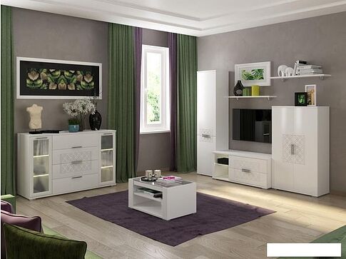 Тумба Rinner Тиффани М14 ТВ (белый текстурный)