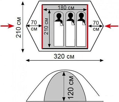 Кемпинговая палатка TRAMP Lite Tourist 3 (песочный)