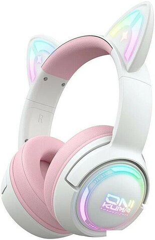 Наушники Onikuma GT838 Cat Ear (белый/розовый)