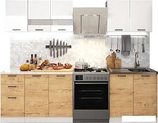 Готовая кухня ДСВ Дуся 2.0 (белый бриллиант/дуб бунратти)