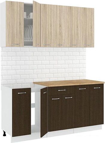 Готовая кухня Кортекс-мебель Корнелия Лира-лайт 1.7м (дуб сонома/венге/дуб бунратти)