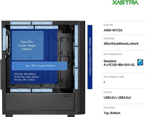 Корпус XASTRA A300 4ARGB (черный)