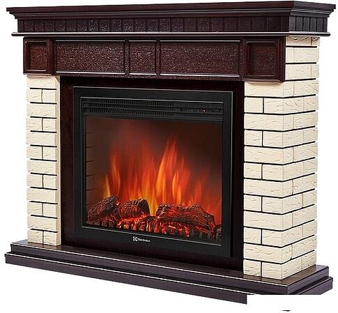 Портал Firelight Bricks 30 (камень бежевый/шпон темный дуб)