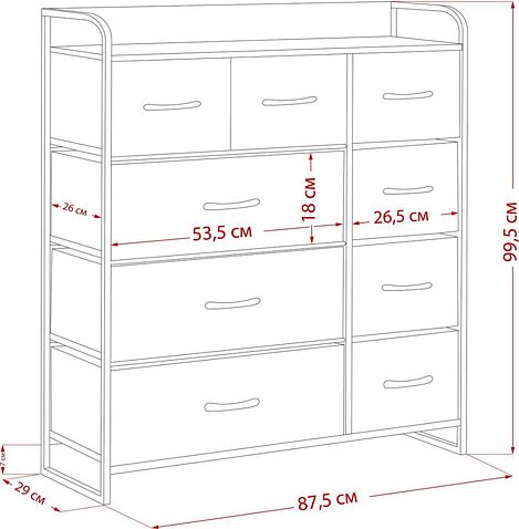 Комод Импэкс Leset Ноа 9 ящиков (черный/темно-серый)