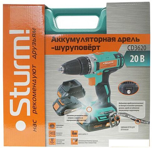 Дрель-шуруповерт Sturm CD3618T (с 2-мя АКБ, кейс)
