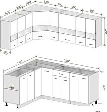 Готовая кухня Кортекс-мебель Корнелия Экстра 1.5x2.0 без столешницы (дуб сонома)